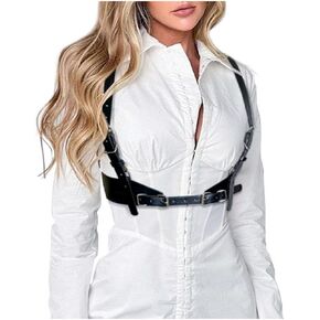 Punk Harness Belt for Women PU Leather Adjustable Rave Waist Body Chain Goth Accessories
