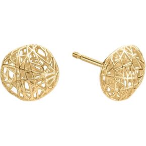 14K Yellow Gold Round/Heart Stud Earrings, Intricate Openwork and Woven Gold Earrings, Push Back, Earrings For Women, Elegant Fine Jewelry, Gift For Her, Jewelry For Women