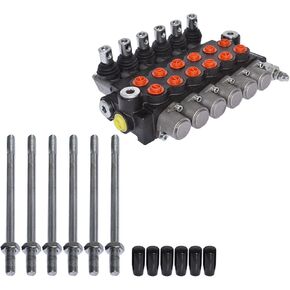 Hydraulic Directional Control Valve, 6 Spool 11 GPM Hydraulic Loader Valve, BSPP Ports, 3600 PSI Directional Control Valve For Tractors Loaders Tanks