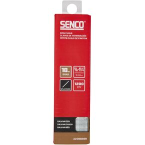 SENCO A209809R 5/8" - 1-1/4" 18 Gauge Brad Nails, Galvanized Finish 1,200 Count Pack