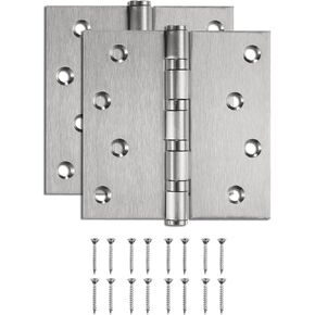 uxcell 2Pcs 4.5"x4.9"x0.12" Door Hinges with 8 Holes and Screws Ball Bearing Interior Door Hinges Non Symmetry Holes Layout for Bedroom, Bathroom, Living Room, Silvery