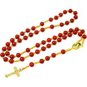Rosary Beads, Knotted Rosary, Copper Plated White Gold Zirconia Inlaid Jesus Christ Crucifix Pendant,Catholic Rosary, Rosary for Women, Men