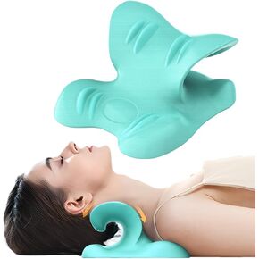 Upgraded Neck Stretcher, Neck Hump Corrector, Neck Stretcher Cervical Traction, Ergonomic Neck Cloud, Neck Pillow, Cervical Traction Device for TMJ Pain Relief and Cervical Spine Alignment(Blue)