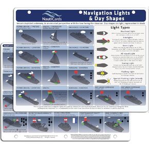 Navigation Lights and Day Shapes Quick Reference Guide - Waterproof Visual Guide to Coast Guard Rules and Regulations 2024 COLREGS Sailboat and Boating Lights and Shapes