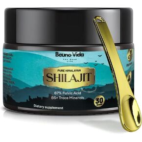 Pure Himalayan Organic Shilajit Resin – 87+ Trace Minerals, 67% Fulvic Acid, Non-GMO, Vegan – Boosts Energy, Vitality, Performance & Detox – Natural Supplement for Men & Women – 30g (1.5 Month Supply)