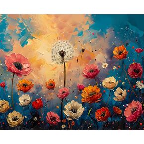 Rebotipy DIY Paint by Number for Adult, Jesus Christ Holy Cross Paint by Numbers, Flowers Adult Paint by Numbers Kits on Canvas, 16X20 Inch Jesus Paint by Numbers for Adults Beginners Flameless