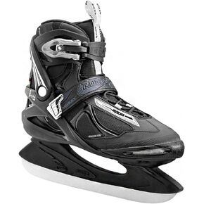 Roces Men's Adult Sport & Leisure Stainless Steel Hockey Blade Big ICY Ice Skates w/Thermal-Insulation Liner & Laces, Power Strap & Microadjustable Memory Buckle Closure, Black/White, 17, (51EU)