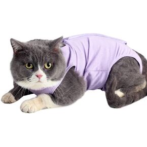 HEYWEAN Cat Professional Surgical Recovery Suit for Abdominal Wounds Skin Diseases, After Surgery Wear, E-Collar Alternative for Cats, Home Indoor Pets Clothing (Blue, S)