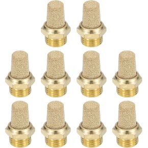PATIKIL 1/4 Inch G Sintered Bronze Exhaust Muffler, 10Pcs Brass Pneumatic Muffler