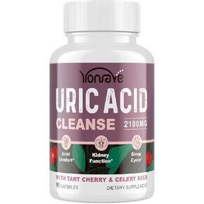 Uric Acid Cleanse & Detox - Tart Cherry Capsules, Celery Seed Uric Acid Supplement –Joint, Kidney and Sleep – 90 Veggie Capsules