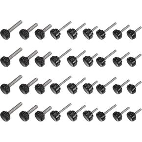 uxcell 48pcs Knurled Clamping Knob Set M5/M6/M8 x 10mm/12mm/16mm/20mm/30mm Thread Thumb Screws Plastic Round Head Threaded Stud Hand Jig Knobs Kit Black
