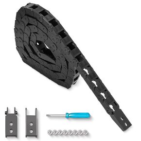 39.3 inch Carrier Drag Chain Cable Wire R18 10x11mm (Inn H x W) Plastic Black Open Type for CNC Router Mill and 3D Printer,Wire Carrier Cable with 1 Pair Connectors,1pc Screwdriver,12 Screws