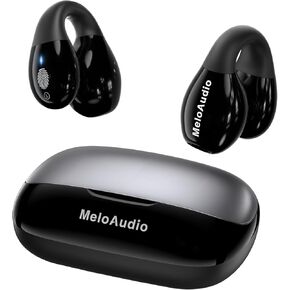 MeloAudio Open Clip Earbuds, Wireless Earbuds Bluetooth 5.3, Open Ear Headphones 120 Hours Playtime, Clip On Earbuds with Charging Case LED Display, Sport Headphones for Running, Workout,Work, Fitness