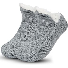 Unisex Fluffy Fuzzy Warm Slipper Socks for Men Women, Thick Fleece Lined Non-Slip Socks Indoor Floor