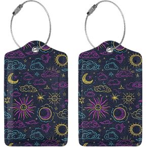 2 Pack Western Cowgirls Horses Desert Cactus Sunset Luggage Tags For Suitcases, Leather Baggage Tag With Loop, Funny Cool Name Id Card Cover Travel Bag Labels Set For Women Men Boys Girls Kids