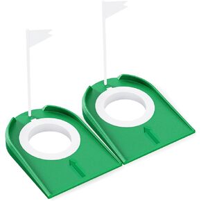 GreenHaven Golf Putting Cup with Flag Plastic Golf Hole Training Aids Portable Indoor Outdoor Golf Putting Hole for Kids Adults, 2 Pack