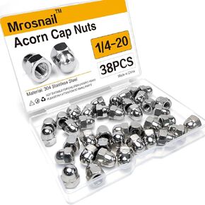 1/4-20 Acorn Nuts Kit - 38PCS, 304 Stainless Steel, Metric Hex Cap Nut Assortment, Dome Head for Indoor & Outdoor Use