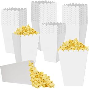 36 Pcs White Popcorn Boxes 2.2 x 4.2 x 3 inch Mini Popcorn Boxes for Movie Decorations Cardboard Popcorn Container for Party Disposable Snack Popcorn Bags