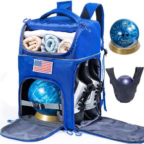 Bowling Ball Backpack for Single Ball with Bowling Ball Cup Stand & Polisher Bag, Bowling Ball Bag with Seperate Shoe Compartment - Bowling Bags for 1 Ball & Bowling Accessories for Men