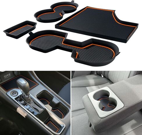 Cup Holder Inserts Coaster for Nissan Sentra Accessories 2020 2021 2022 2023 2024 Cup Holder Liners Center Console Silicone Cup Mat Pad Interior Decoration(4pcs Sets,Black Trim) in Saudi Arabia
