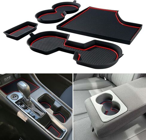 Cup Holder Inserts Coaster for Nissan Sentra Accessories 2020 2021 2022 2023 2024 Cup Holder Liners Center Console Silicone Cup Mat Pad Interior Decoration(4pcs Sets,Black Trim) in Saudi Arabia