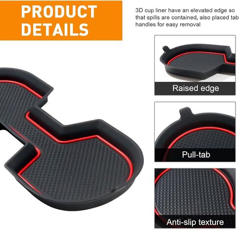 Cup Holder Inserts Coaster for Nissan Sentra Accessories 2020 2021 2022 2023 2024 Cup Holder Liners Center Console Silicone Cup Mat Pad Interior Decoration(4pcs Sets,Black Trim) in Saudi Arabia