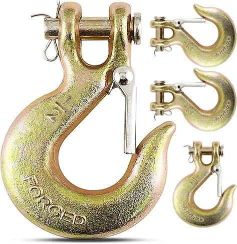 5/16Inch Clevis Slip Hook, 4Pack Heavy Duty Forged Steel Safety Hook with Safety Latch, G70 Tow Chain Clevis Grab Hook for Trailer Truck Transport Tow Chain Hook，3/4 in Opening,14,000 Lb Capacity in Kuwait