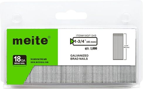 meite 18 Gauge Brad Nails, 1-1/2 Inch 18GA Brad Nails Galvanized Small Finishing Nail Gun Nails for Pneumatic, Electric Brad Nailer Gun (1,000 Counts) in Kuwait