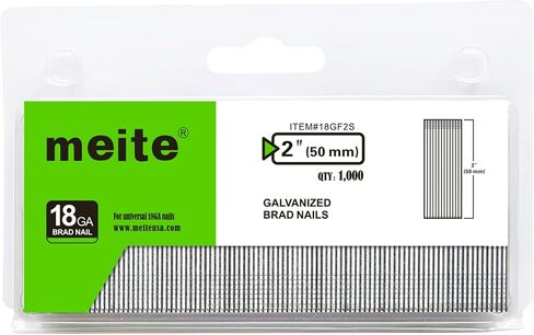 meite 18 Gauge Brad Nails, 1-1/2 Inch 18GA Brad Nails Galvanized Small Finishing Nail Gun Nails for Pneumatic, Electric Brad Nailer Gun (1,000 Counts) in Kuwait
