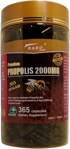 Naro Bee Propolis Extract 2000mg Premium Eucalyptus Dark 365 Capsules Australian Made in Saudi Arabia