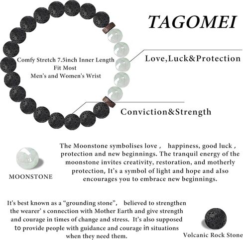 TAGOMEI Anniversary Card Gifts Bracelets for Mens Beaded Bracelets with Engraved Anniversary Wallet Card Gifts for Him Her Moonstone Bracelet Christmas Birthday Gifts for Men Husband Wife Boyfriend in Saudi Arabia