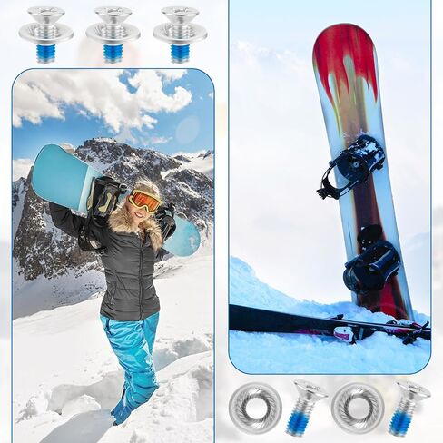 8pcs Snowboard Binding Screw Set, Snowboard and Ski Bindings Screw Replacement Set Snowboarding Mounting Screws Snow Wakeboard Binding Screws for Skiing Outdoor Sports in Saudi Arabia