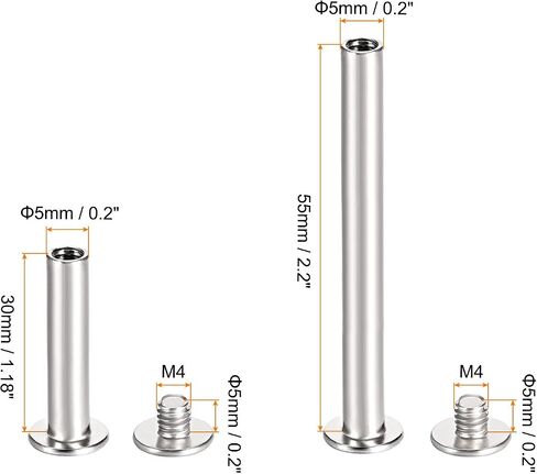 uxcell Screw Post, Female 5x30mm and Female 5x55mm Silver Tone Binding Bolts Total 30 Sets in Saudi Arabia