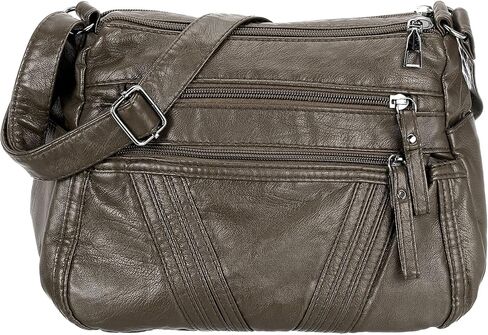 حقيبة كروس للنساء من uxcell، مصنوعة من جلد البولي يوريثان بجيوب متعددة مع أشرطة قابلة للتعديل وحقائب كتف نسائية ناعمة in Kuwait