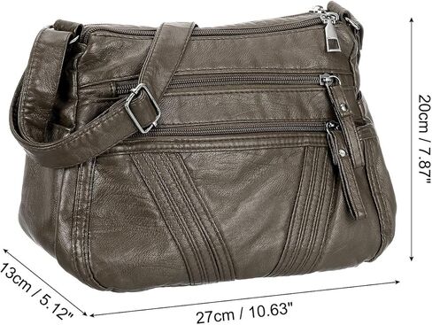 حقيبة كروس للنساء من uxcell، مصنوعة من جلد البولي يوريثان بجيوب متعددة مع أشرطة قابلة للتعديل وحقائب كتف نسائية ناعمة in Kuwait