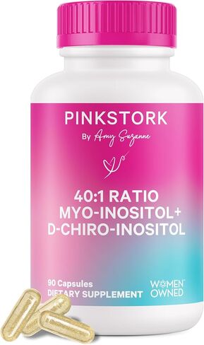 Pink Stork Myo-Inositol & D-Chiro Inositol Supplement | Hormonal Balance & Ovarian Support | 40:1 Ratio - 90 Capsules in Saudi Arabia