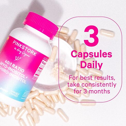 Pink Stork Myo-Inositol & D-Chiro Inositol Supplement | Hormonal Balance & Ovarian Support | 40:1 Ratio - 90 Capsules in Saudi Arabia