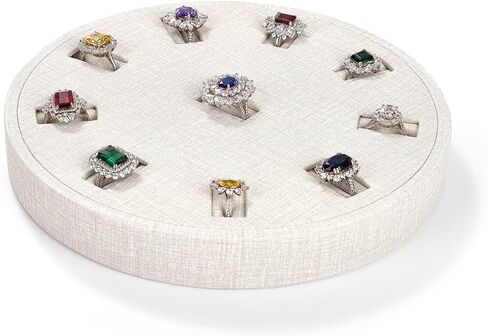 صينية حلقية مكونة من 10 فتحات، حامل حلقي دائري، عرض من جلد البولي يوريثان، منظم أقراط حلقية، صينية عرض المجوهرات، صينية عرض المجوهرات، صينية تنظيم المجوهرات الداخلية من الألياف الدقيقة (أخضر) in Kuwait