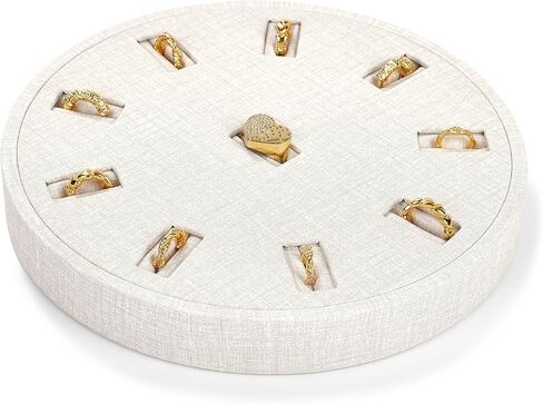 صينية حلقية مكونة من 10 فتحات، حامل حلقي دائري، عرض من جلد البولي يوريثان، منظم أقراط حلقية، صينية عرض المجوهرات، صينية عرض المجوهرات، صينية تنظيم المجوهرات الداخلية من الألياف الدقيقة (أخضر) in Kuwait