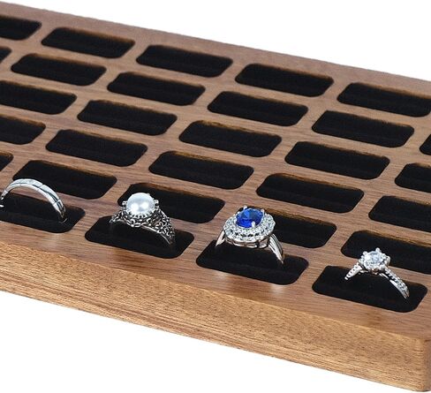 Wooden Ring Display Tray Earring Organizer Holder Jewelry Storage Box for Multiple Rings, 30 Slots, RB-SW-30S in Saudi Arabia