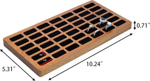 Wooden Ring Display Tray Earring Organizer Holder Jewelry Storage Box for Multiple Rings, 30 Slots, RB-SW-30S in Saudi Arabia