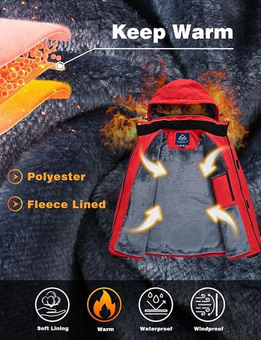 TBMPOY Men's Winter Ski Jacket Waterproof Warm Snow Insulated Coat Fleece Lined Snowboard Hooded Raincoat in Saudi Arabia