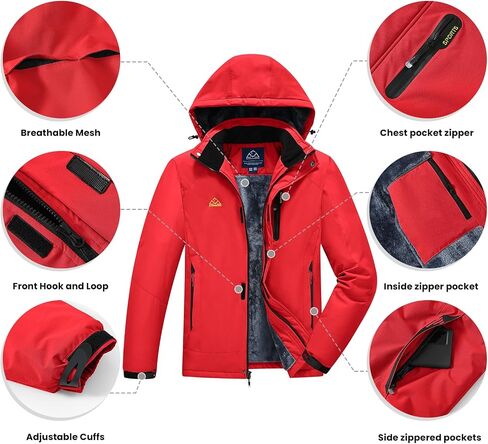 TBMPOY Men's Winter Ski Jacket Waterproof Warm Snow Insulated Coat Fleece Lined Snowboard Hooded Raincoat in Saudi Arabia