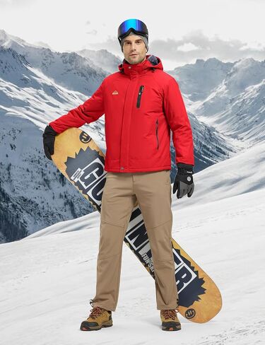 TBMPOY Men's Winter Ski Jacket Waterproof Warm Snow Insulated Coat Fleece Lined Snowboard Hooded Raincoat in Saudi Arabia