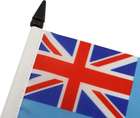 AZ FLAG Tuvalu Table Flag 5'' x 8'' - Tuvaluan Desk Flag 21 x 14 cm - Black Plastic Stick and Base in Kuwait