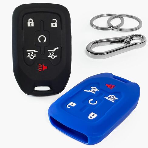 2-Pack Click&Fit Silicone Key Fob Covers Compatible with Chevy Suburban 2015-2021 Tahoe 2014-21, GMC Yukon 2014-21 – Car Remote Key Shell Rubber case 6-Buttons, Black+Green in Saudi Arabia