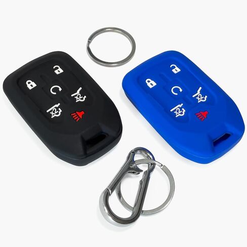 2-Pack Click&Fit Silicone Key Fob Covers Compatible with Chevy Suburban 2015-2021 Tahoe 2014-21, GMC Yukon 2014-21 – Car Remote Key Shell Rubber case 6-Buttons, Black+Green in Saudi Arabia