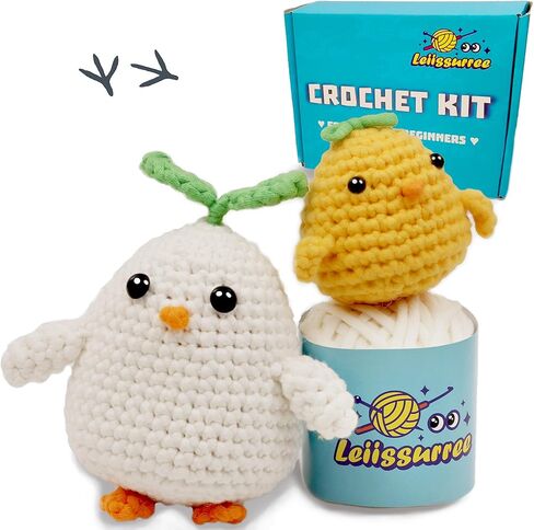 LEIISSURREE Animal Crochet Kit of 7 Colorful Mice, Beginner Crochet Kit for Adults, Animal Crochet Kit for Beginners, Beginner Crochet Kits with Step-by-Step Video Tutorials, DIY Crochet Kit in Kuwait