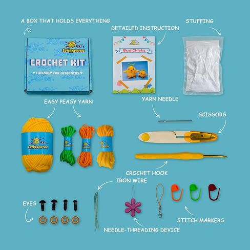 LEIISSURREE Animal Crochet Kit of 7 Colorful Mice, Beginner Crochet Kit for Adults, Animal Crochet Kit for Beginners, Beginner Crochet Kits with Step-by-Step Video Tutorials, DIY Crochet Kit in Kuwait