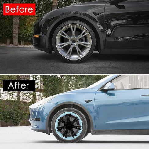 لغطاء عجلة Tesla Model Y مقاس 19 بوصة، واقي حافة أغطية العجلات الرياضية البديلة، أغطية حافة العجلة باللون الأرجواني والأسود، 4 قطع in Saudi Arabia